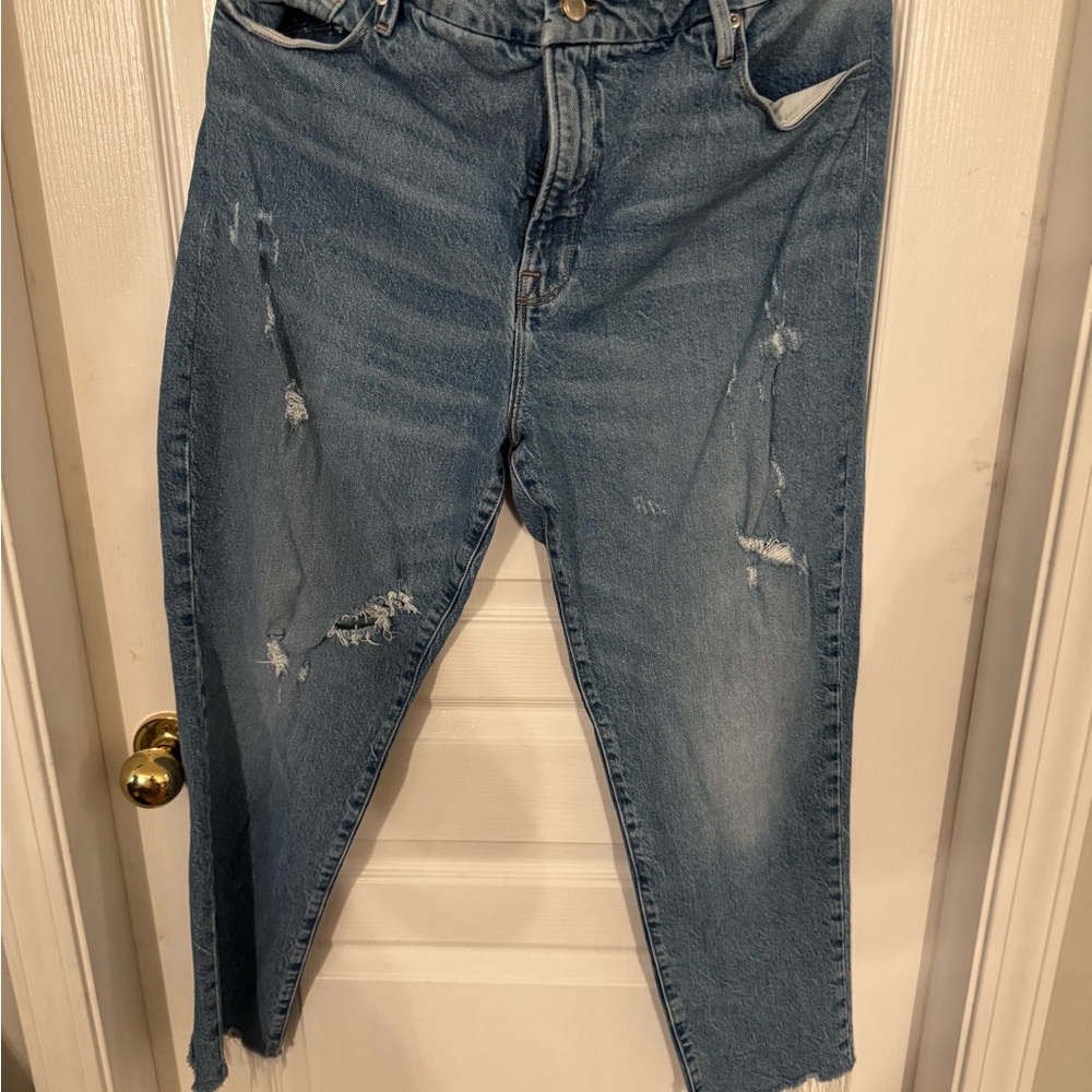 Good American Blue Distressed Weekender Jeans